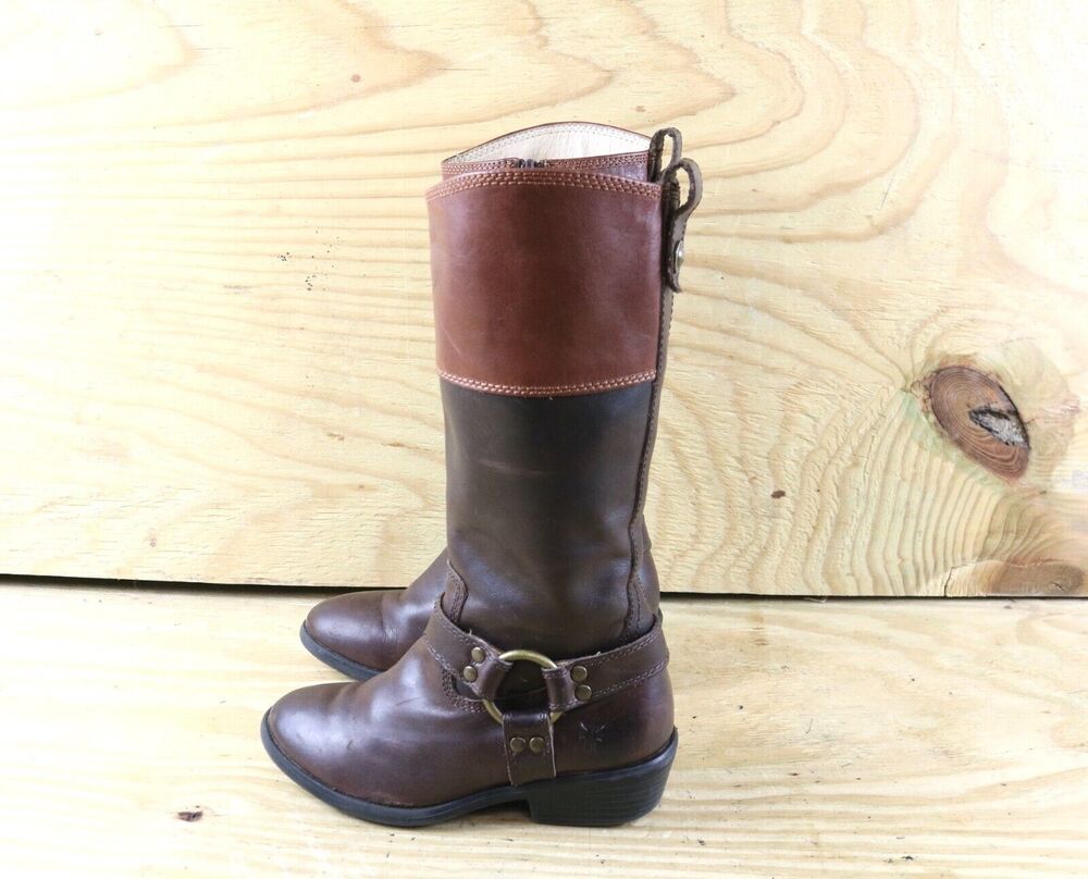 Frye Small Frye Boots Youth 12 Brown Leather Melissa 2 Tone Harness Girls Riding